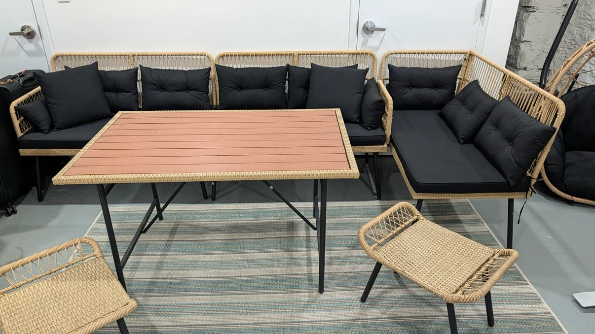 Outdoor Wicker Sectional Dining Set - photo 2