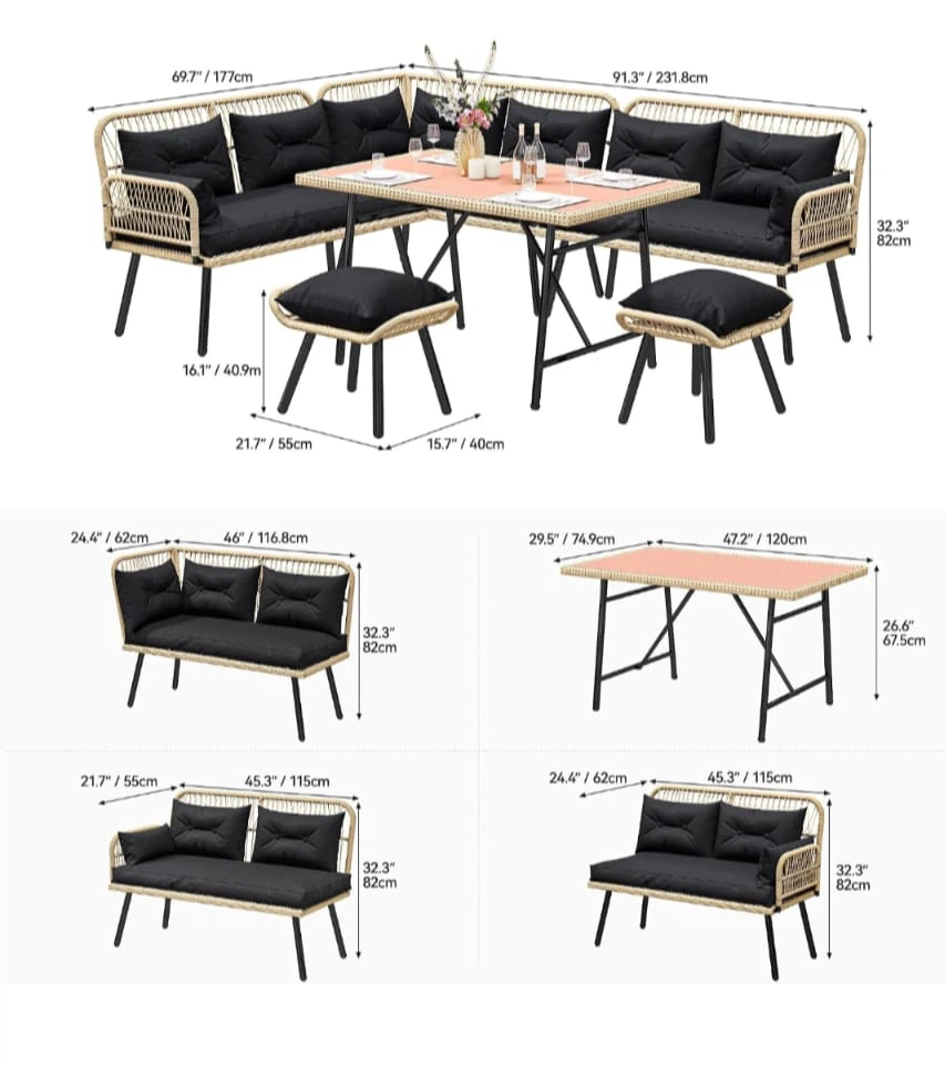 Outdoor Wicker Sectional Dining Set - photo 3