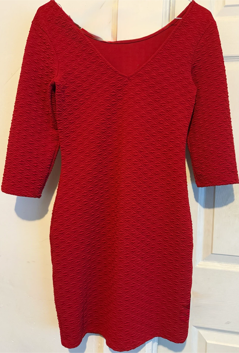 Red Textured Bodycon Dress