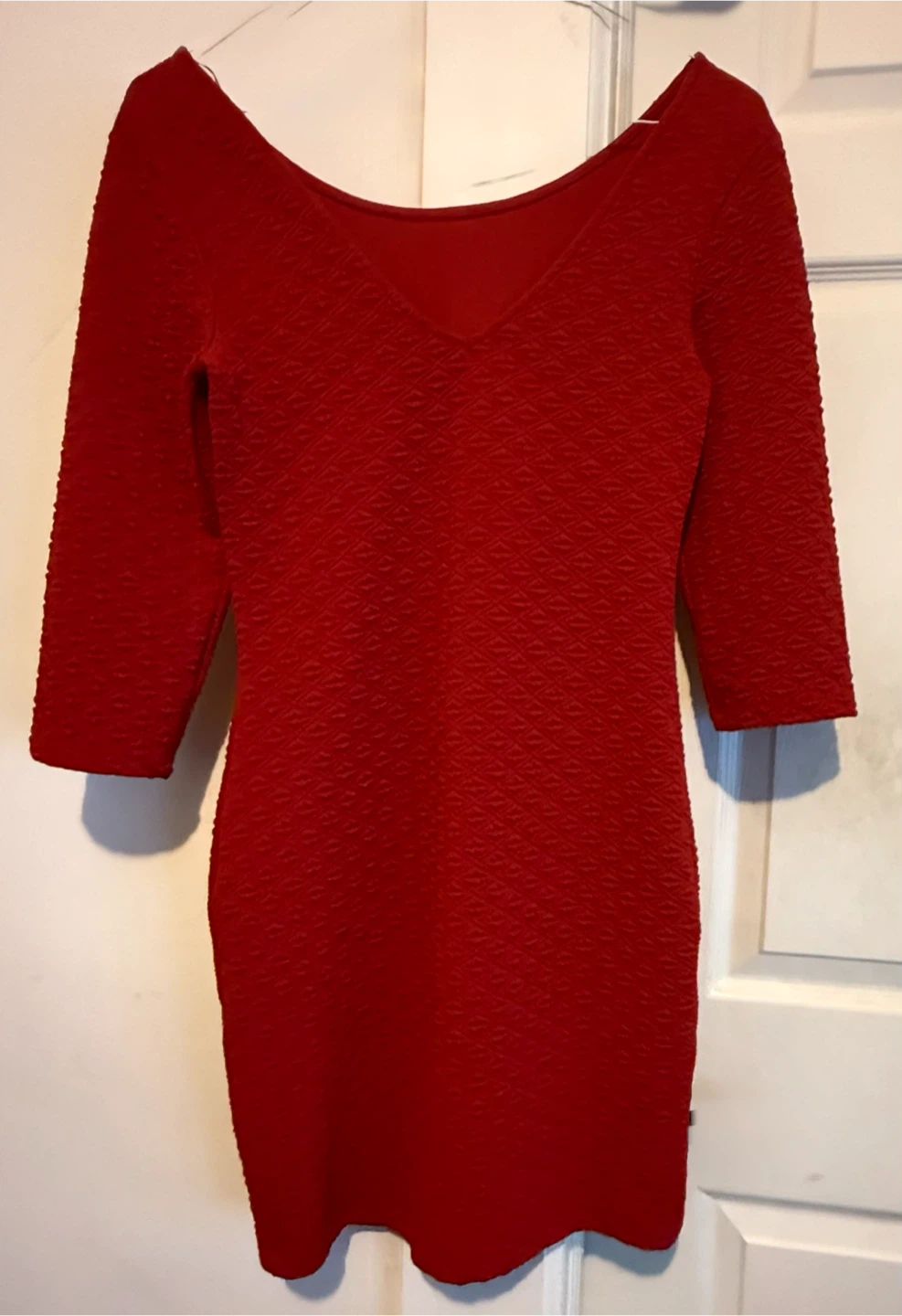 Red Textured Bodycon Dress - photo 4