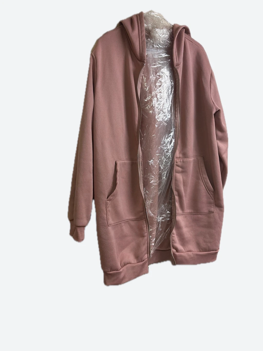 Pink long zip-up hoodie