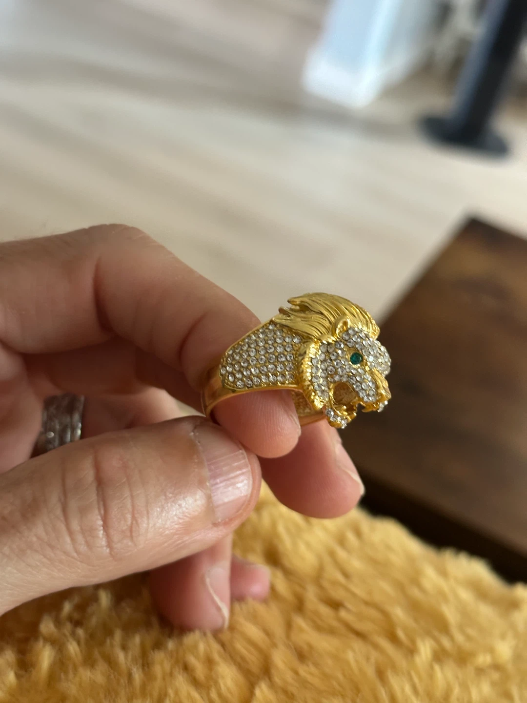 Gold-Tone Lion Head Statement Ring - photo 3