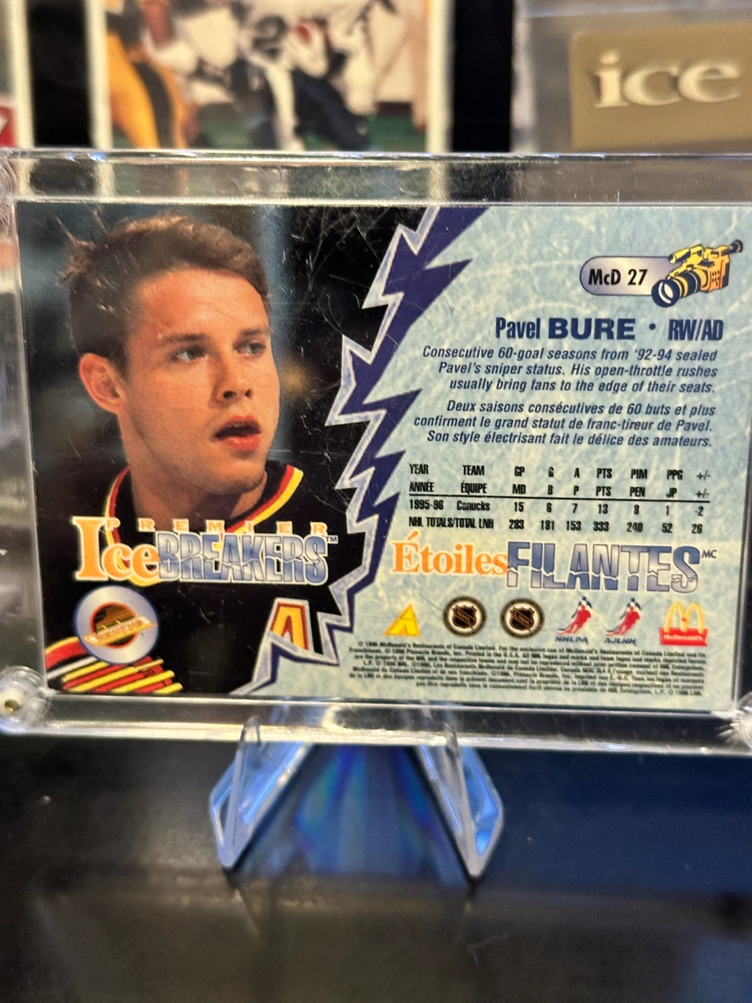 Pavel Bure 1996 McDonald's IceBreakers Hockey Card