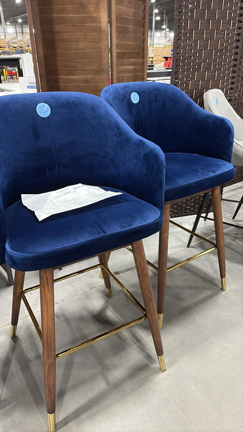 Porthos Home Navy Blue Velvet Bar Stools