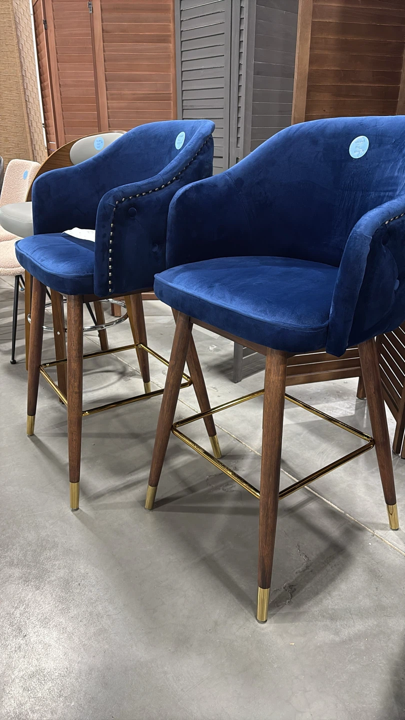 Porthos Home Navy Blue Velvet Bar Stools - photo 2