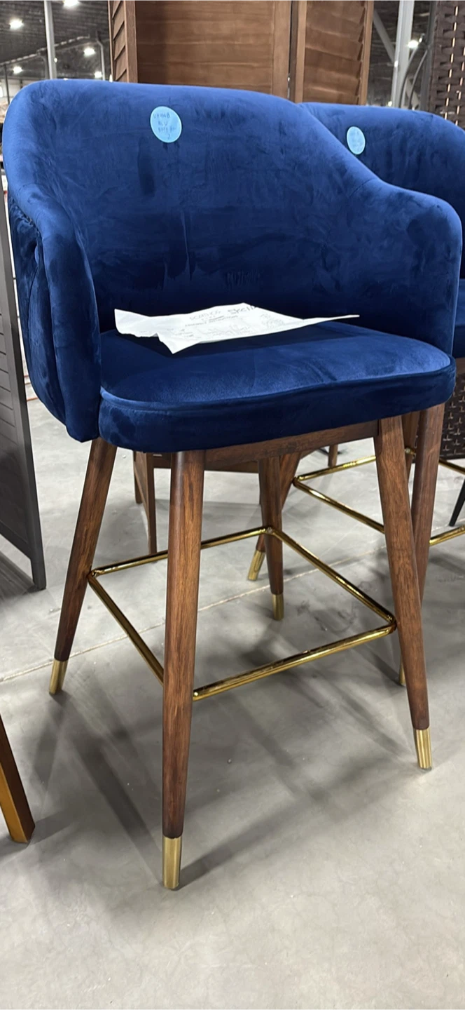 Porthos Home Navy Blue Velvet Bar Stools - photo 3