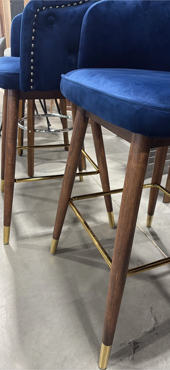 Porthos Home Navy Blue Velvet Bar Stools - photo 4