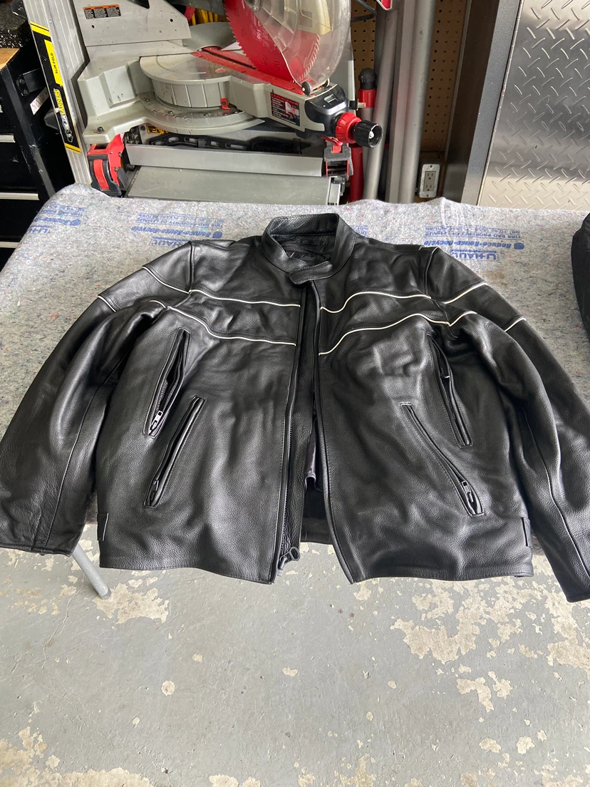 Leather motorcycle jacket with liner - photo 2