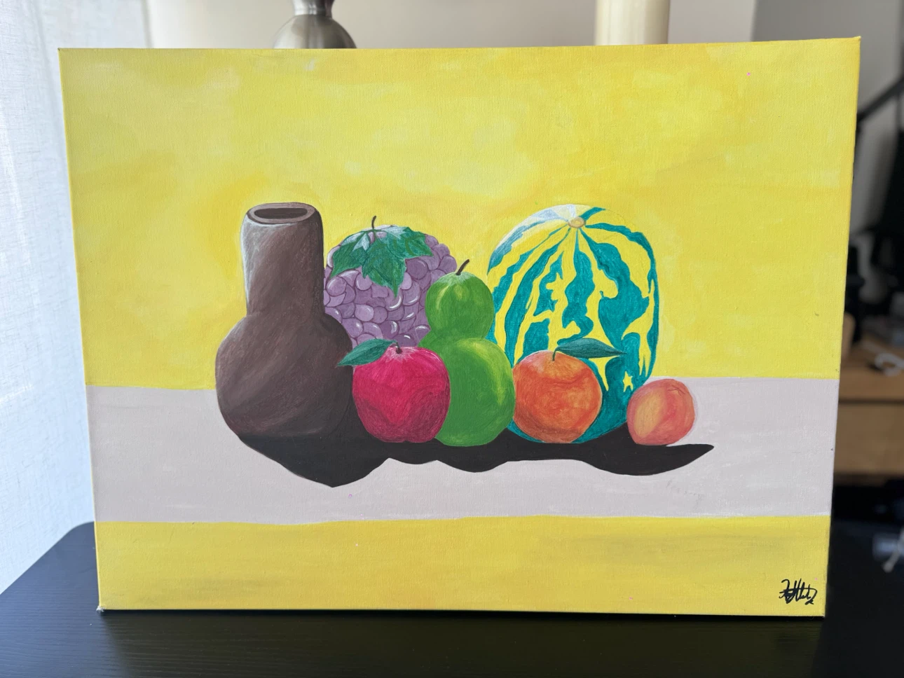 Still life fruit painting on canvas