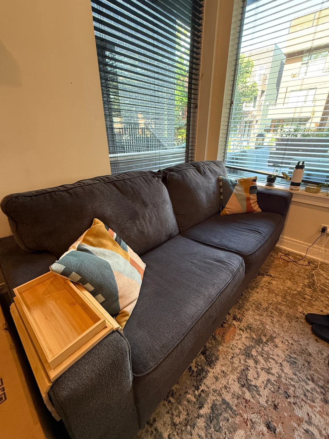 Dark Gray Two-Seater Sofa with Chaise - photo 2