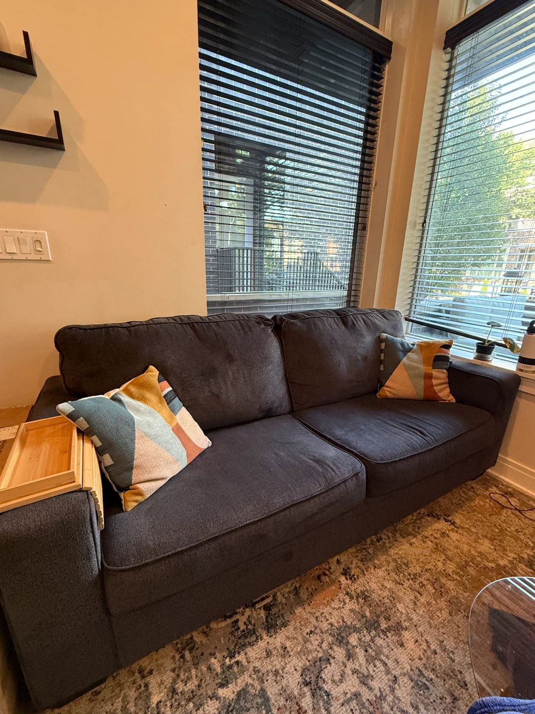 Dark Gray Two-Seater Sofa with Chaise - photo 3