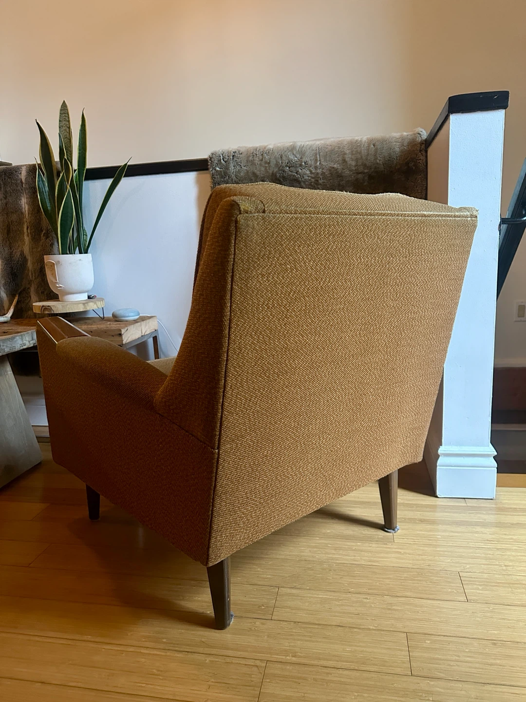 VINTAGE TEAK MCM CLUB LOUNGE TEAK ARM CHAIR MID CENTURY MODERN - photo 3