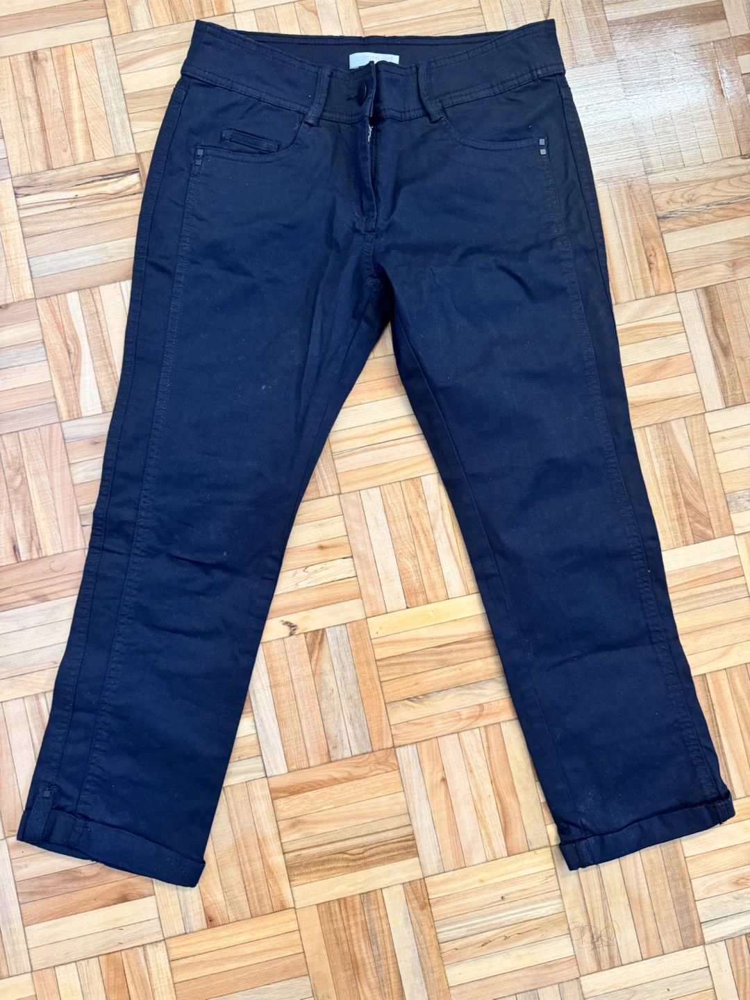 Promod Black Cropped Pants; Size 10/12. Waist: 30”