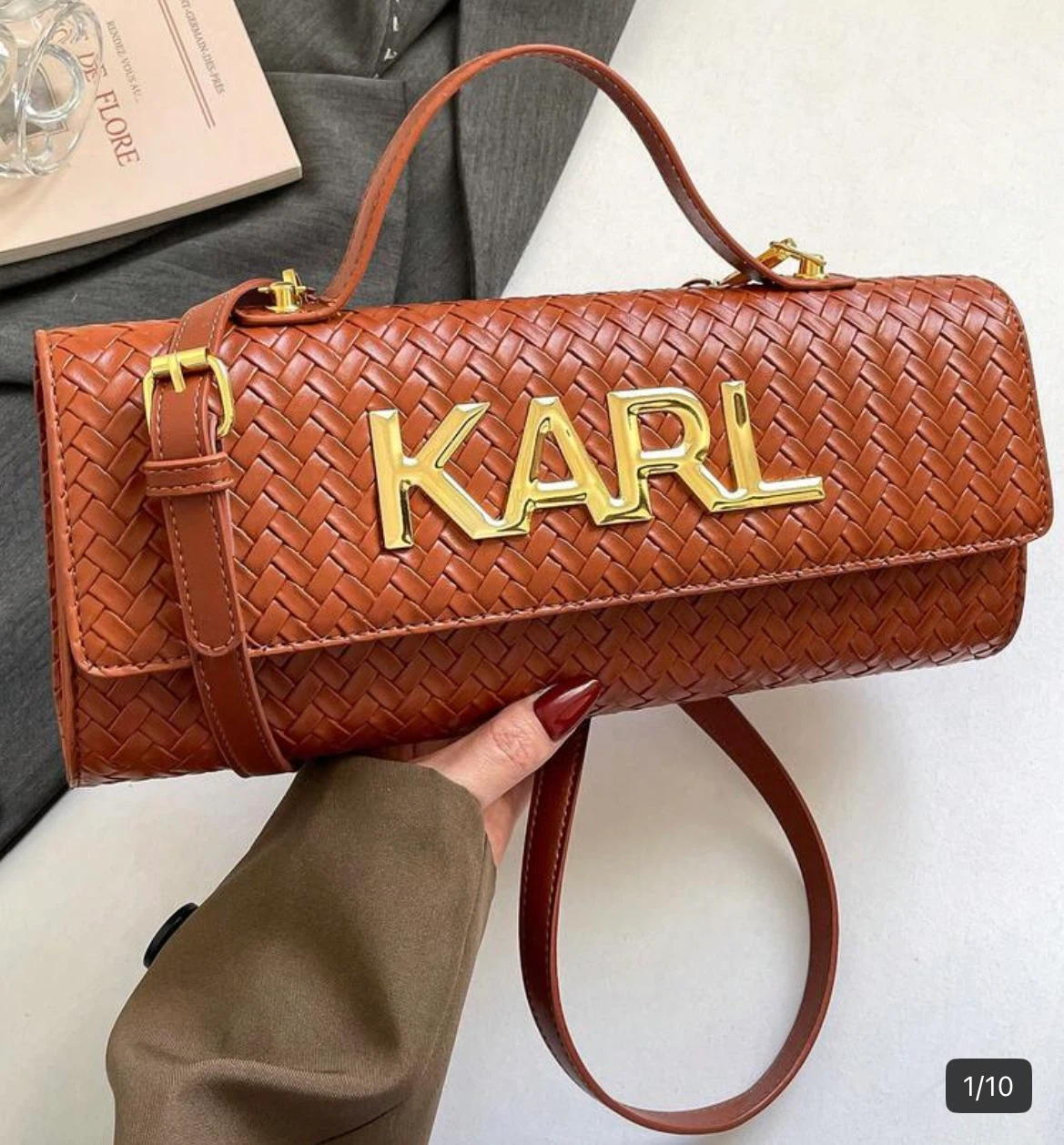 KARL Woven Brown Handbag - photo 3