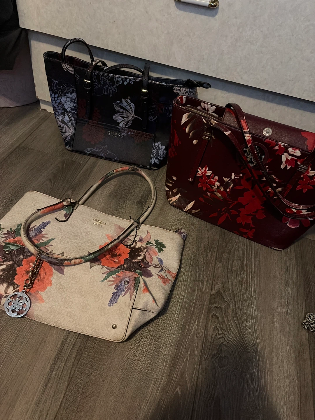 Three Guess Floral Tote Bags