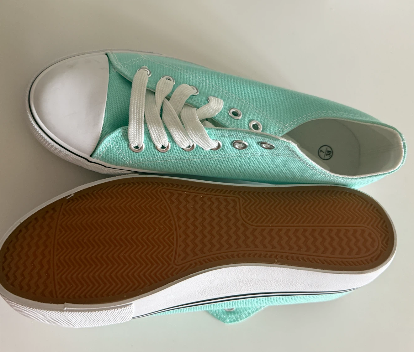 Mint Green Canvas Sneakers Size 7 - photo 2