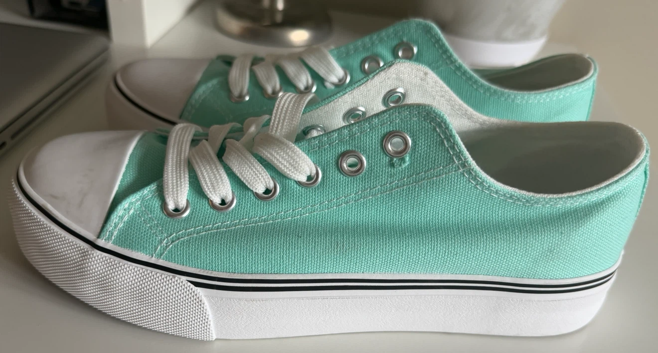 Mint Green Canvas Sneakers Size 7 - photo 3