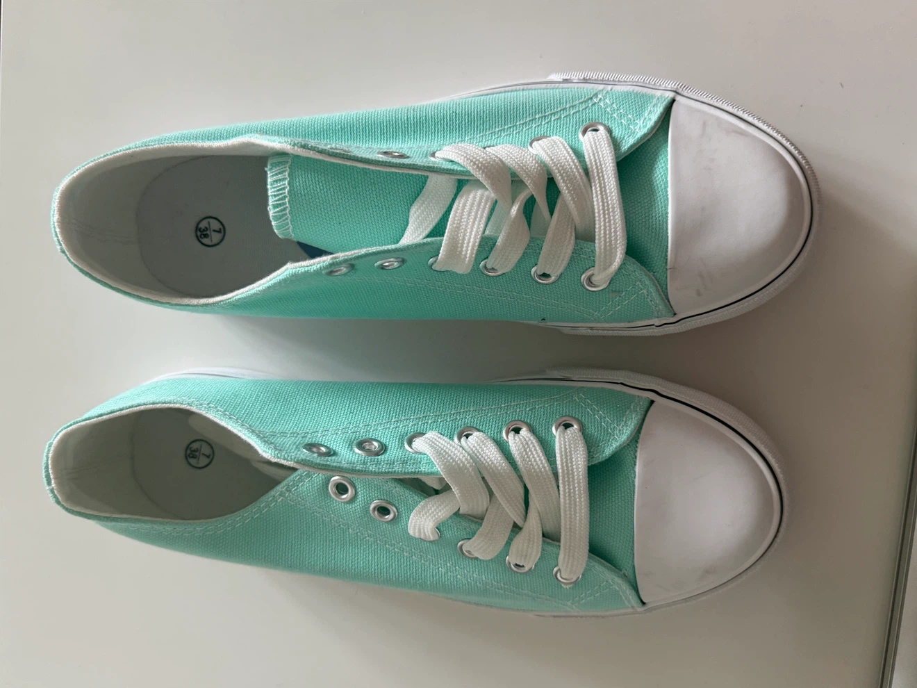 Mint Green Canvas Sneakers Size 7 - photo 4