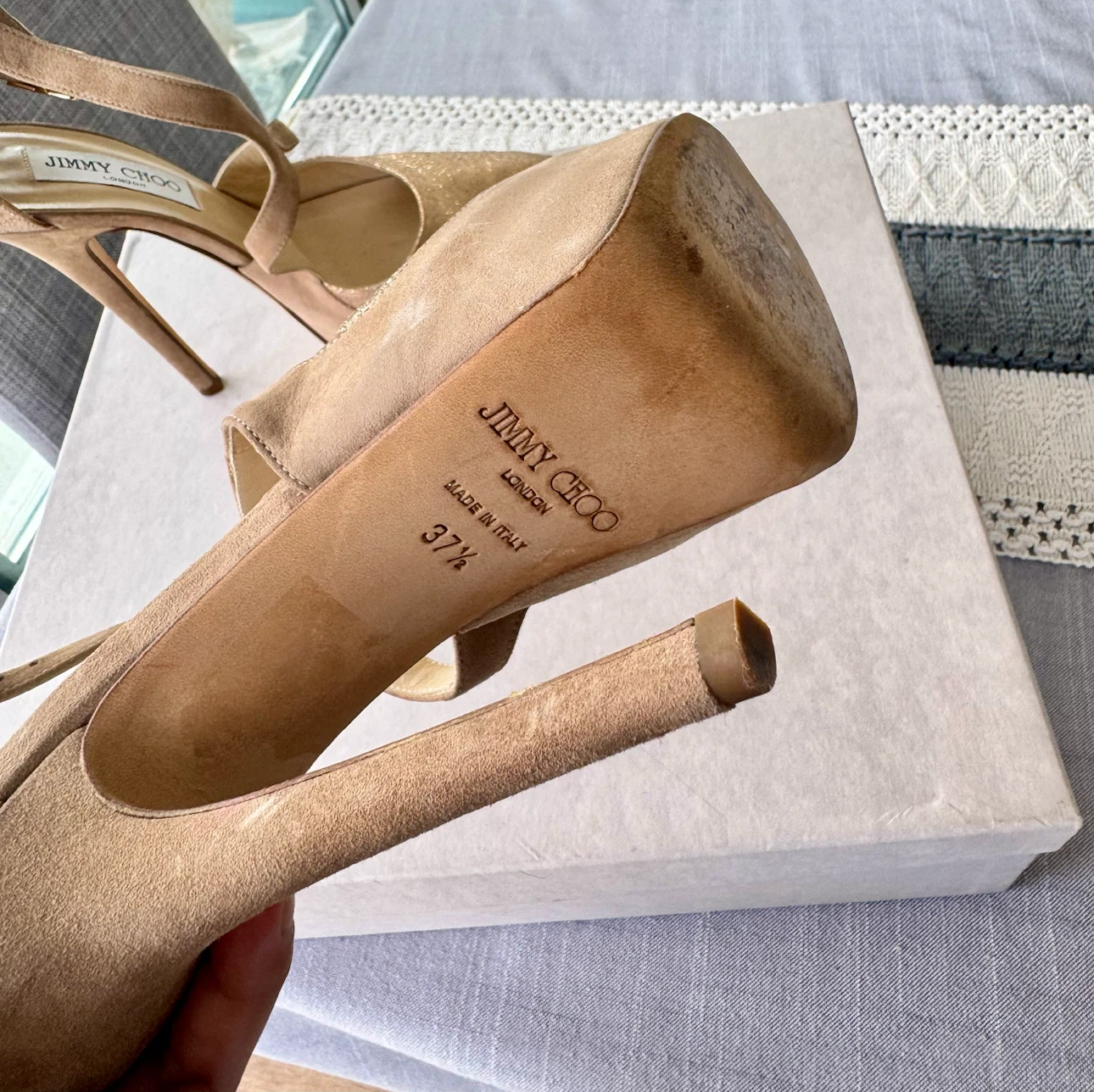 Jimmy Choo Glitter and Suede Heels - photo 3
