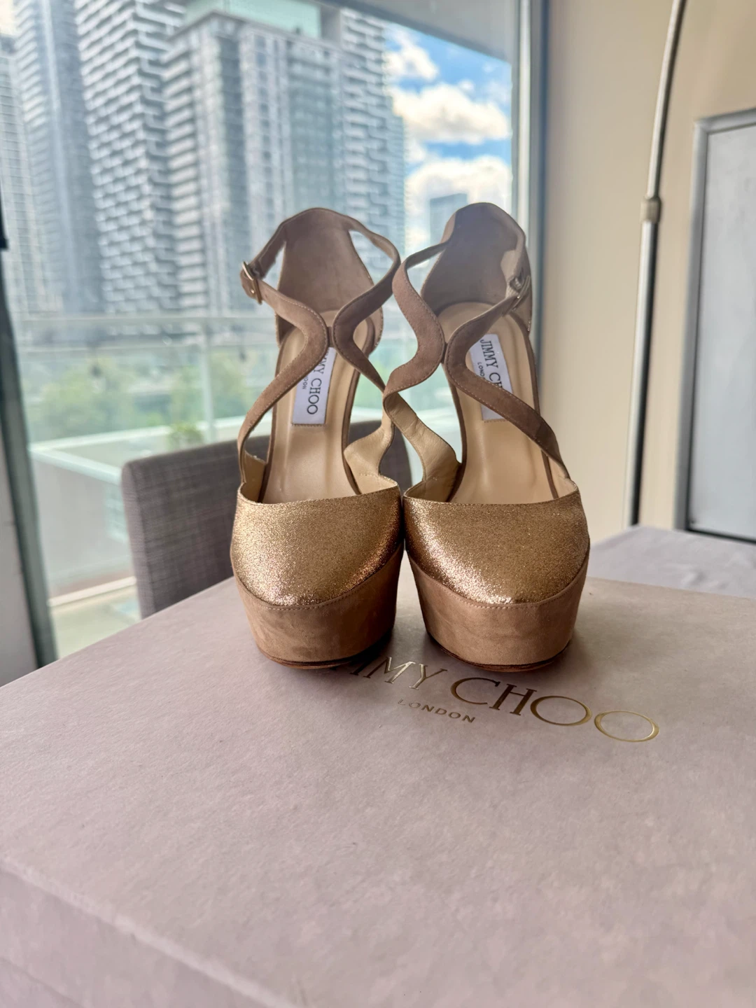 Jimmy Choo Glitter and Suede Heels - photo 4