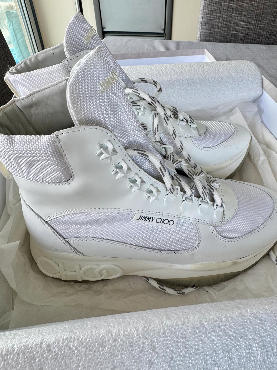 Jimmy Choo High-Top Sneakers White Size 38