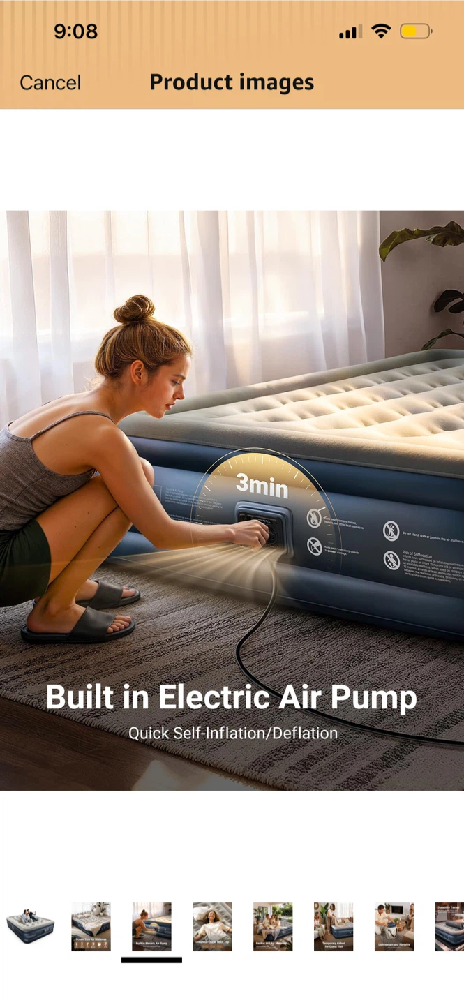 iDOO Queen Size Air Mattress with Built-in Pump