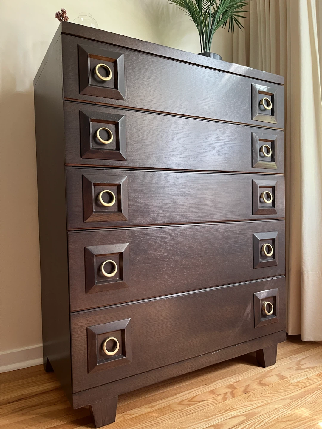 Gibbard Dark Wood 5-Drawer Dresser