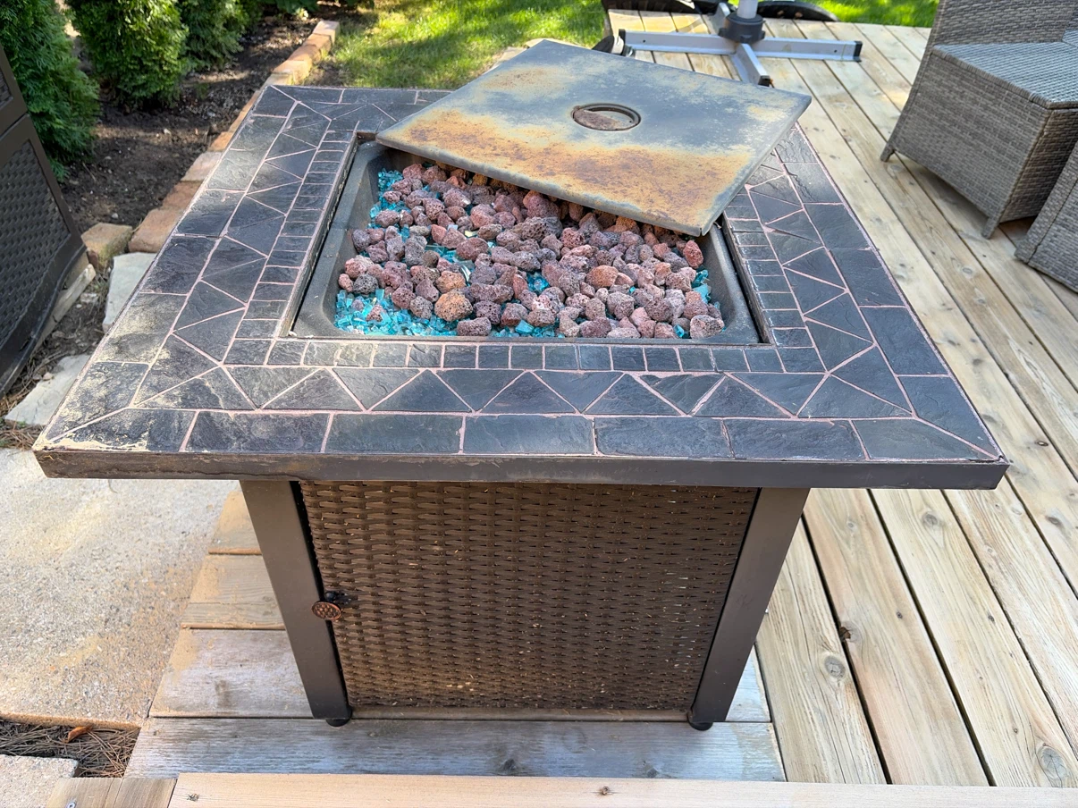 Square Wicker Gas Fire Pit Table