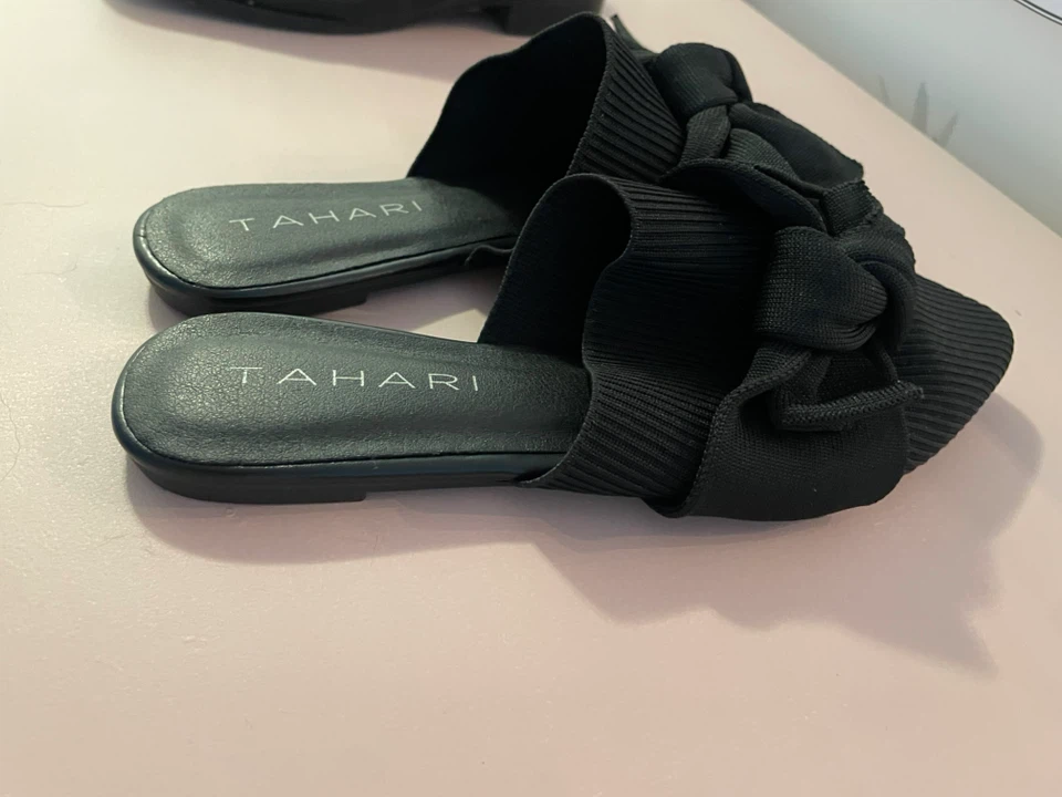 Tahari Black Ribbed Bow Mules - photo 2