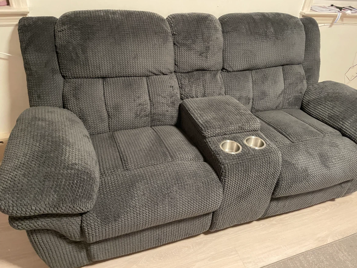 Gray Dual Reclining Loveseat with Console