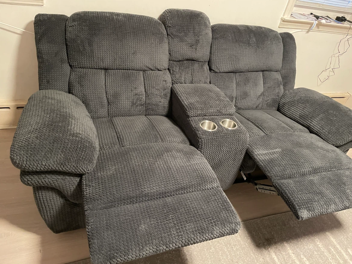 Gray Dual Reclining Loveseat with Console - photo 2