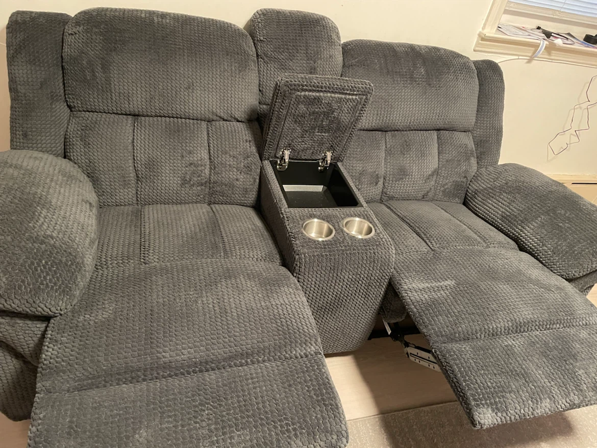 Gray Dual Reclining Loveseat with Console - photo 4