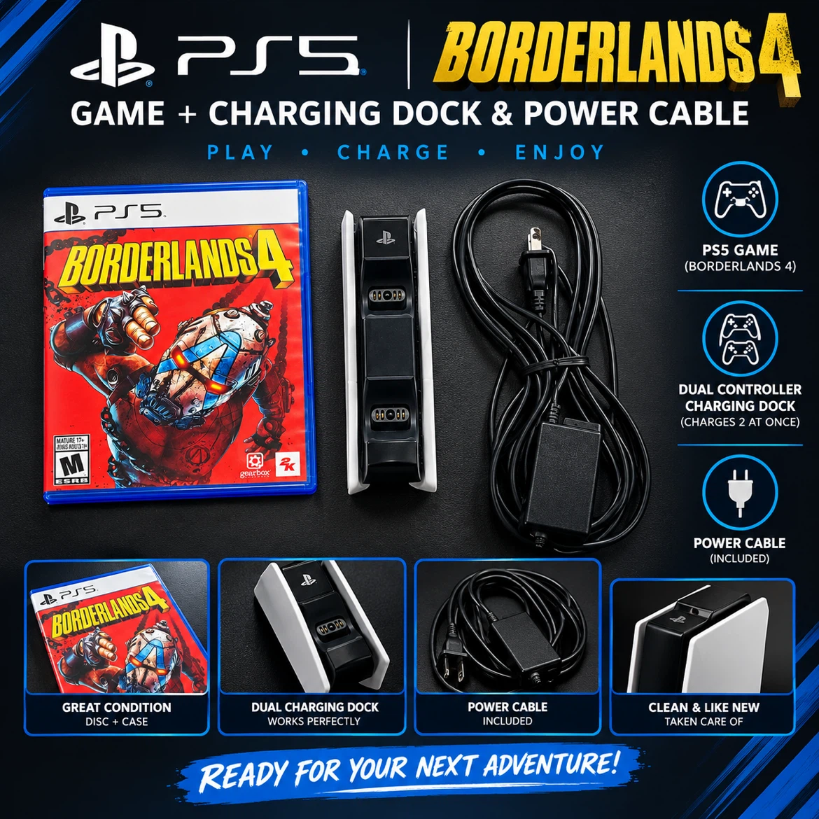 Borderlands 4 PS5 Game and Dual Charging Dock
