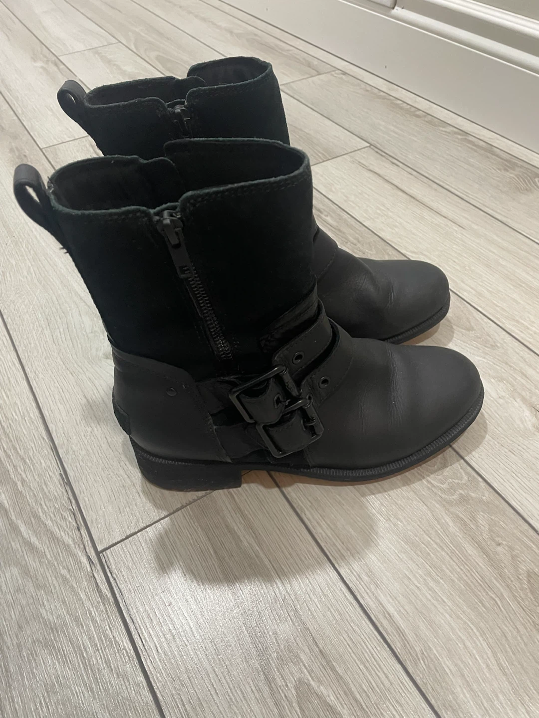 UGG Black Leather Moto Boots