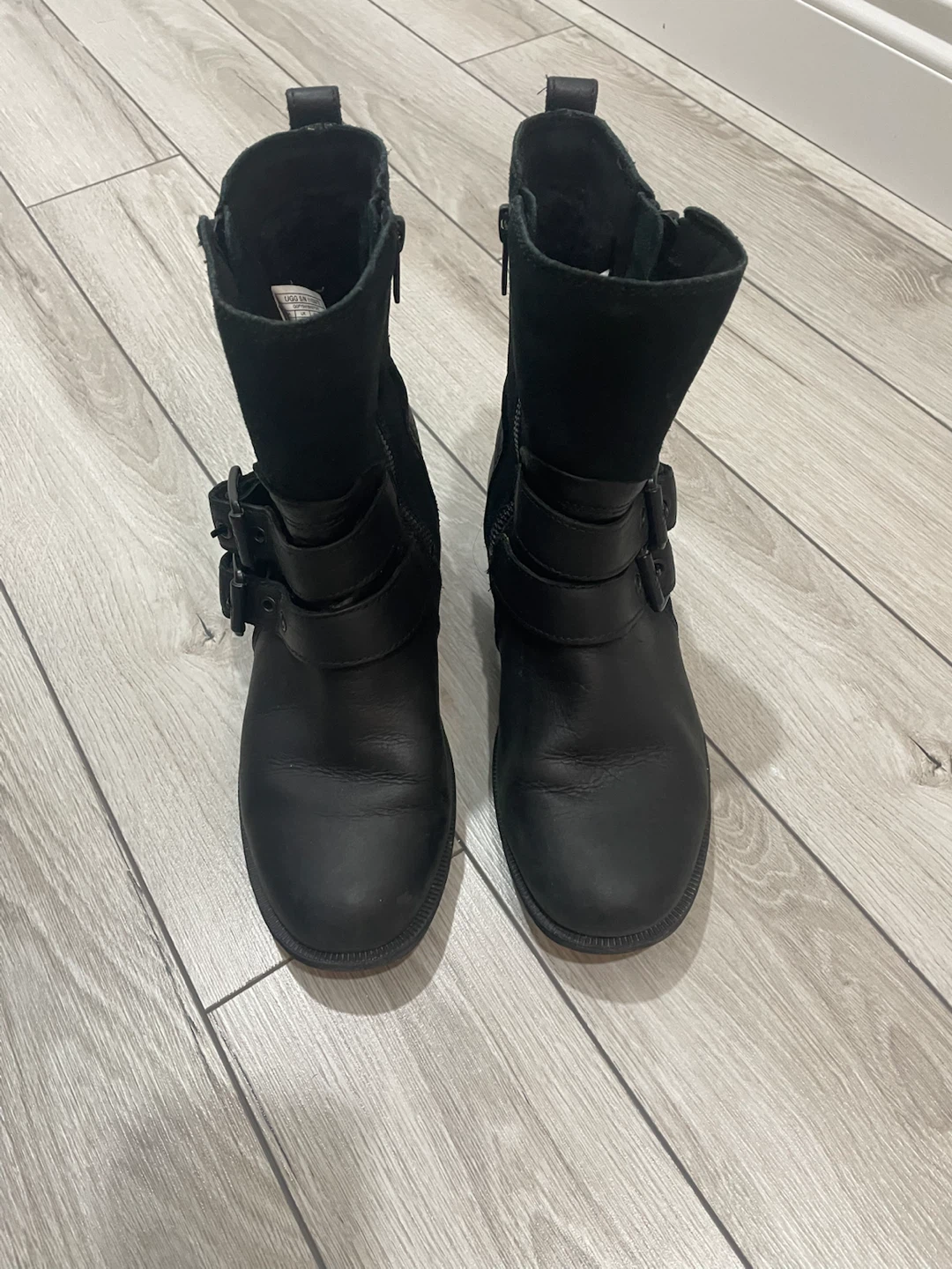 UGG Black Leather Moto Boots - photo 3