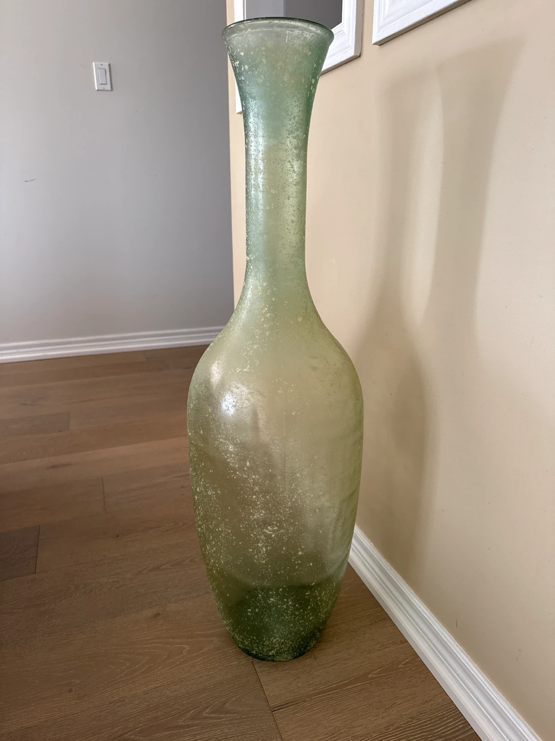 Large Green Decorative Glass Floor Vase