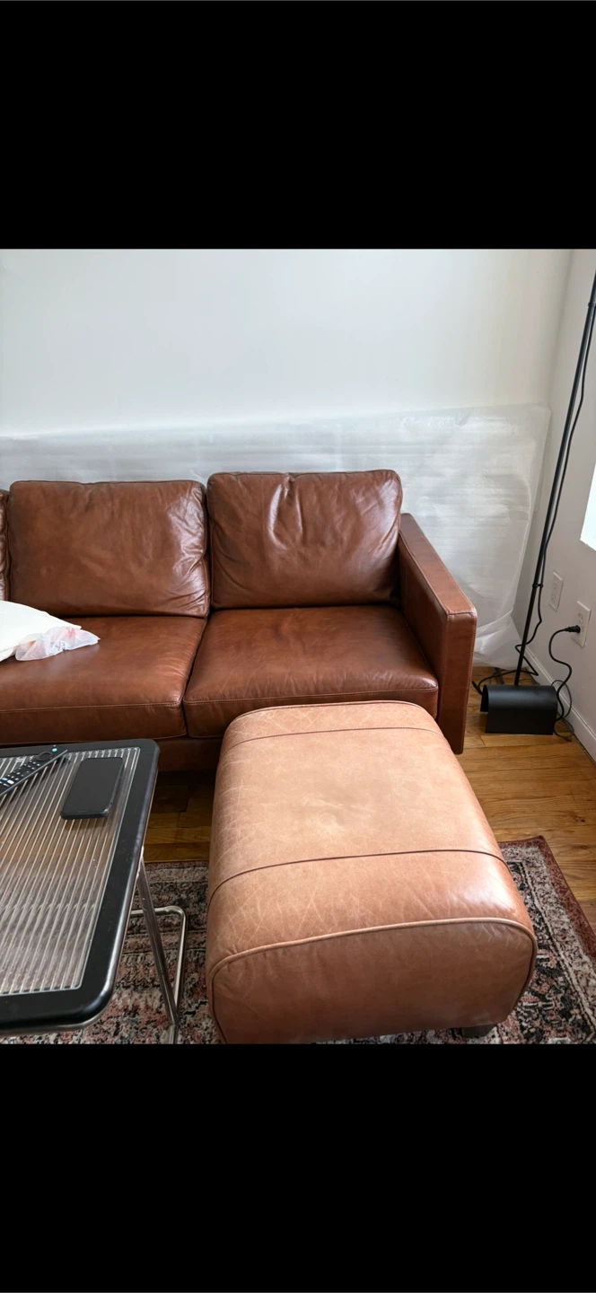Brown Leather Sofa and Matching Ottoman - photo 2