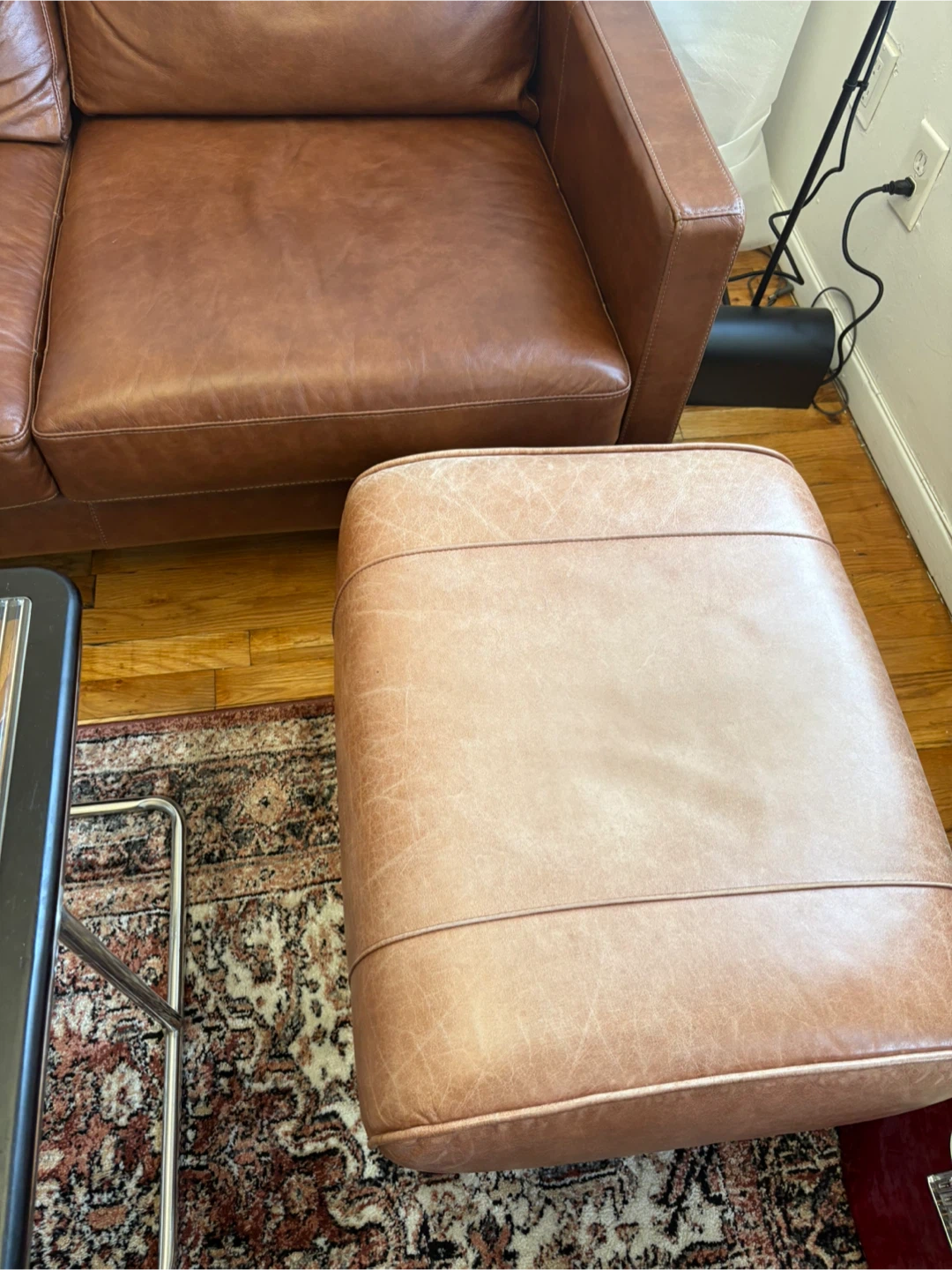 Brown Leather Sofa and Matching Ottoman - photo 3