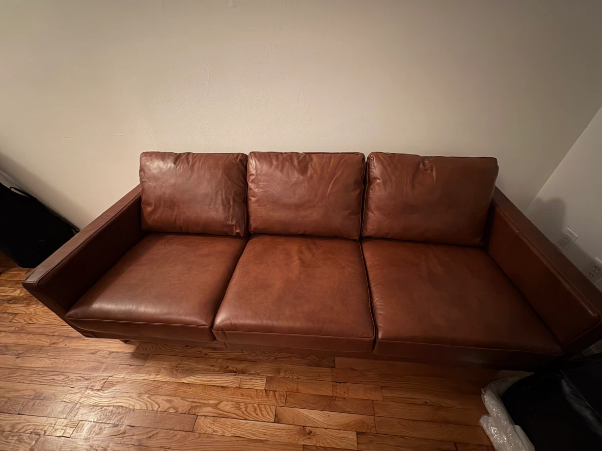 Brown Leather Sofa and Matching Ottoman - photo 5