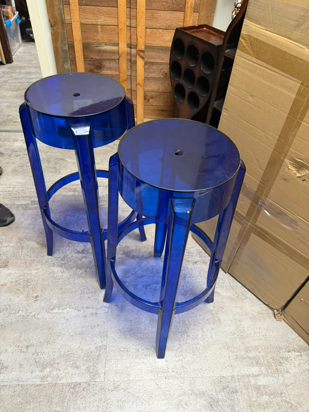 Set of 2 Blue Acrylic Ghost Bar Stools - photo 2