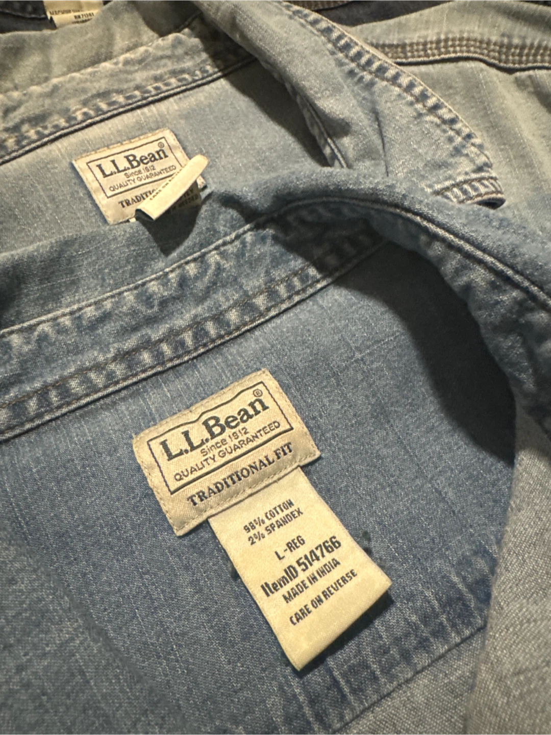 5 Mens Denim long sleeve shirts L.L.Bean - photo 2