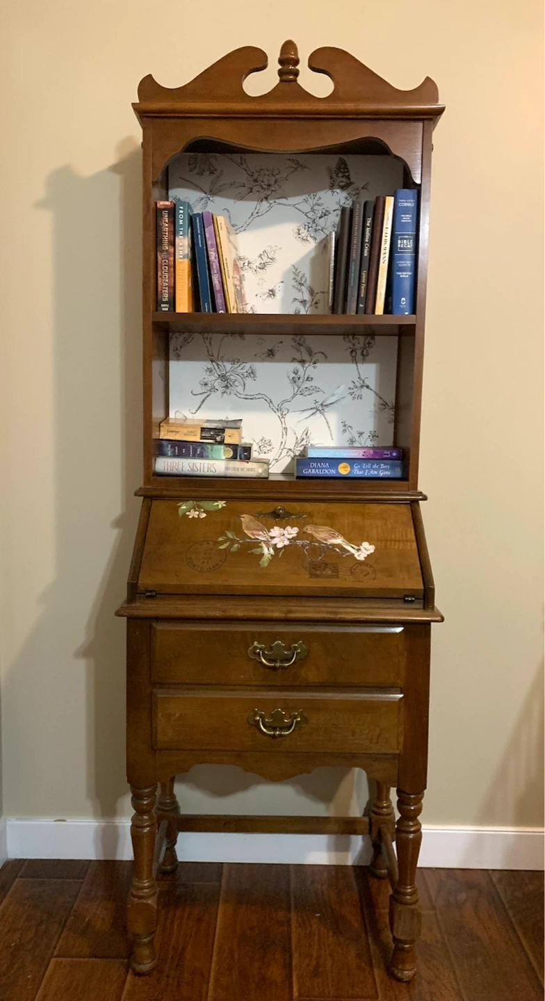 Vintage Wooden Secretary Desk with Hutch