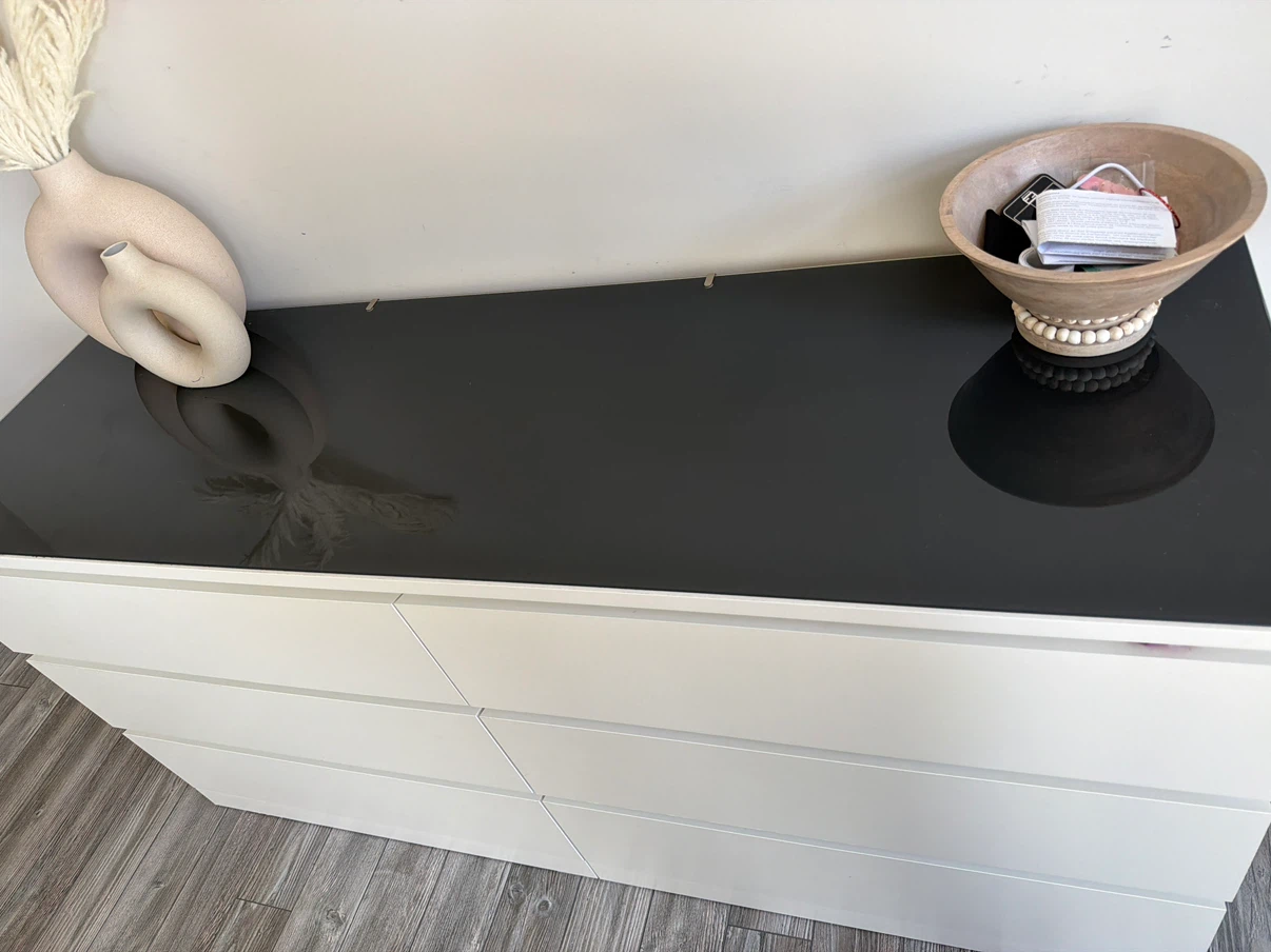 IKEA Malm 6-Drawer Dresser with black glass top - photo 3