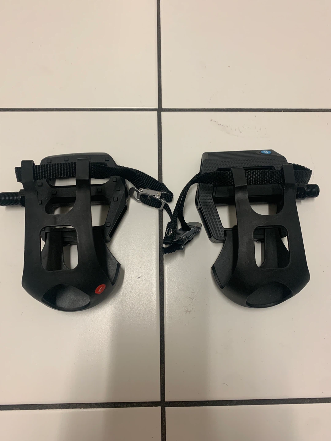 Black Stationary Bike Pedals with Straps - photo 2