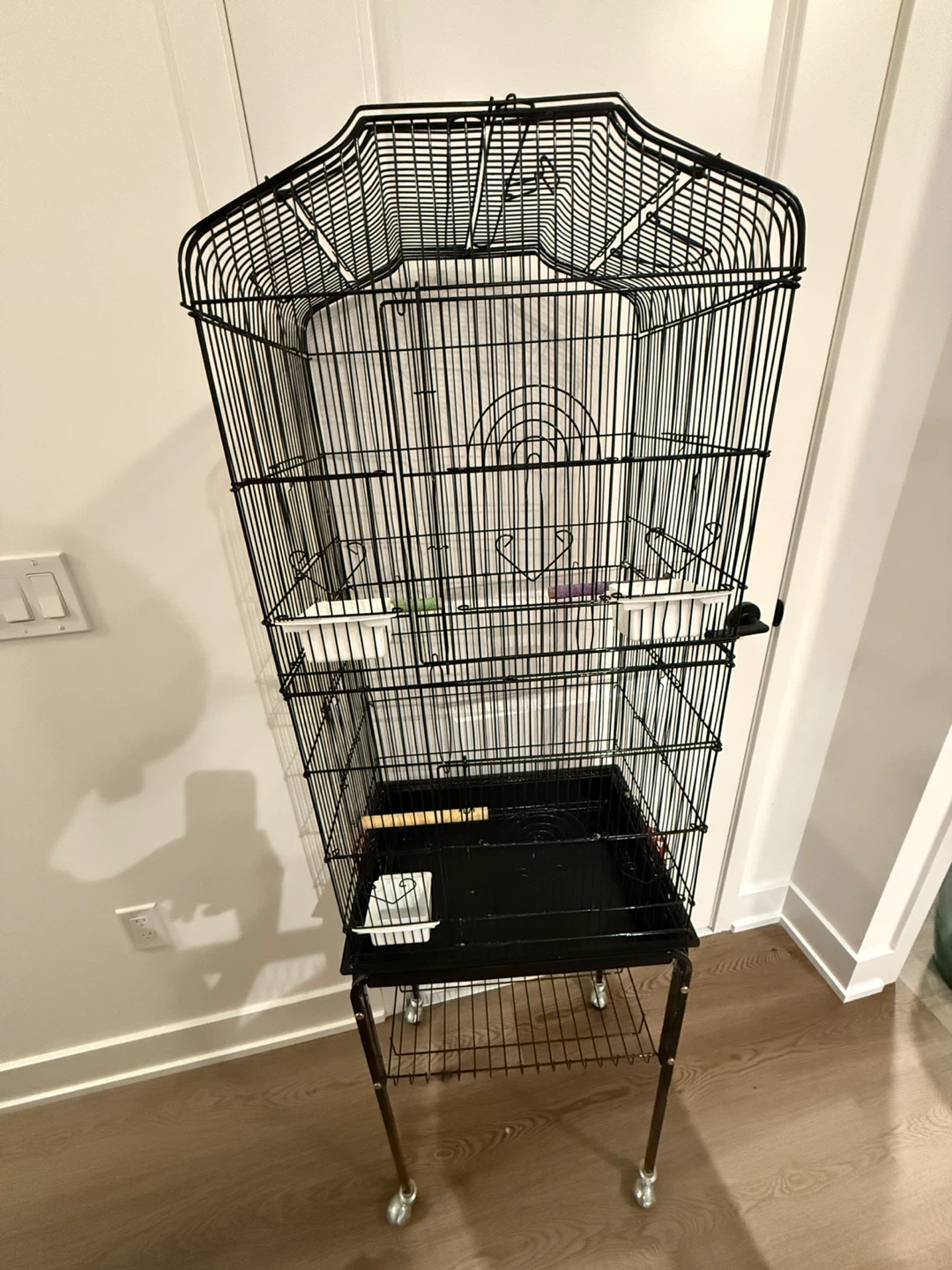 Large Black Bird Cage with Stand - photo 3