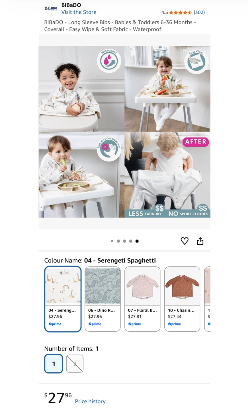 BIBaDO Coverall Weaning Bib - Serengeti Spaghetti