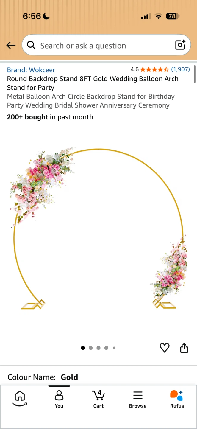 Wokceer 8ft Gold Round Backdrop Stand