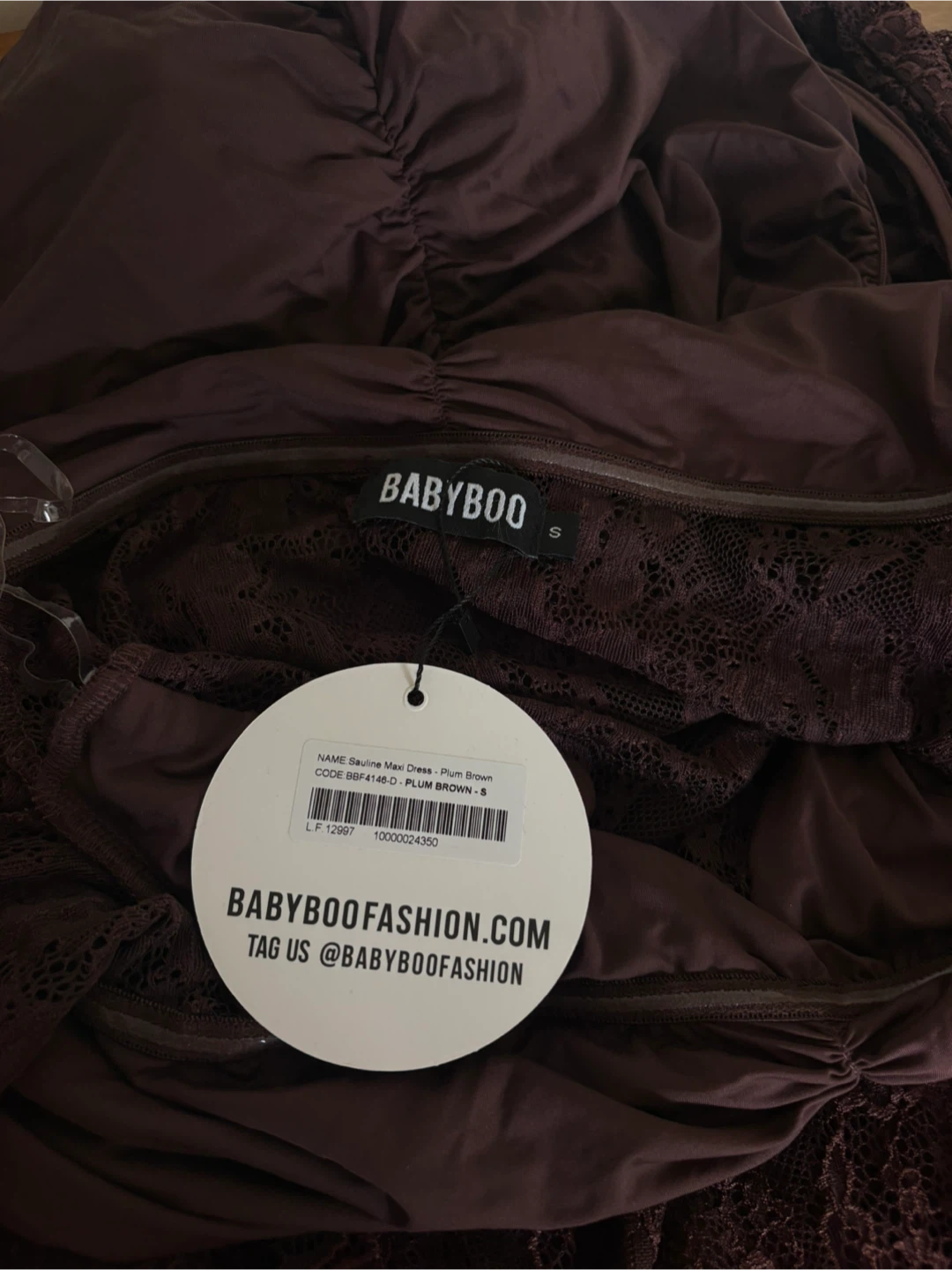 Babyboo Sauline Maxi Dress - Plum Brown - Small - photo 3