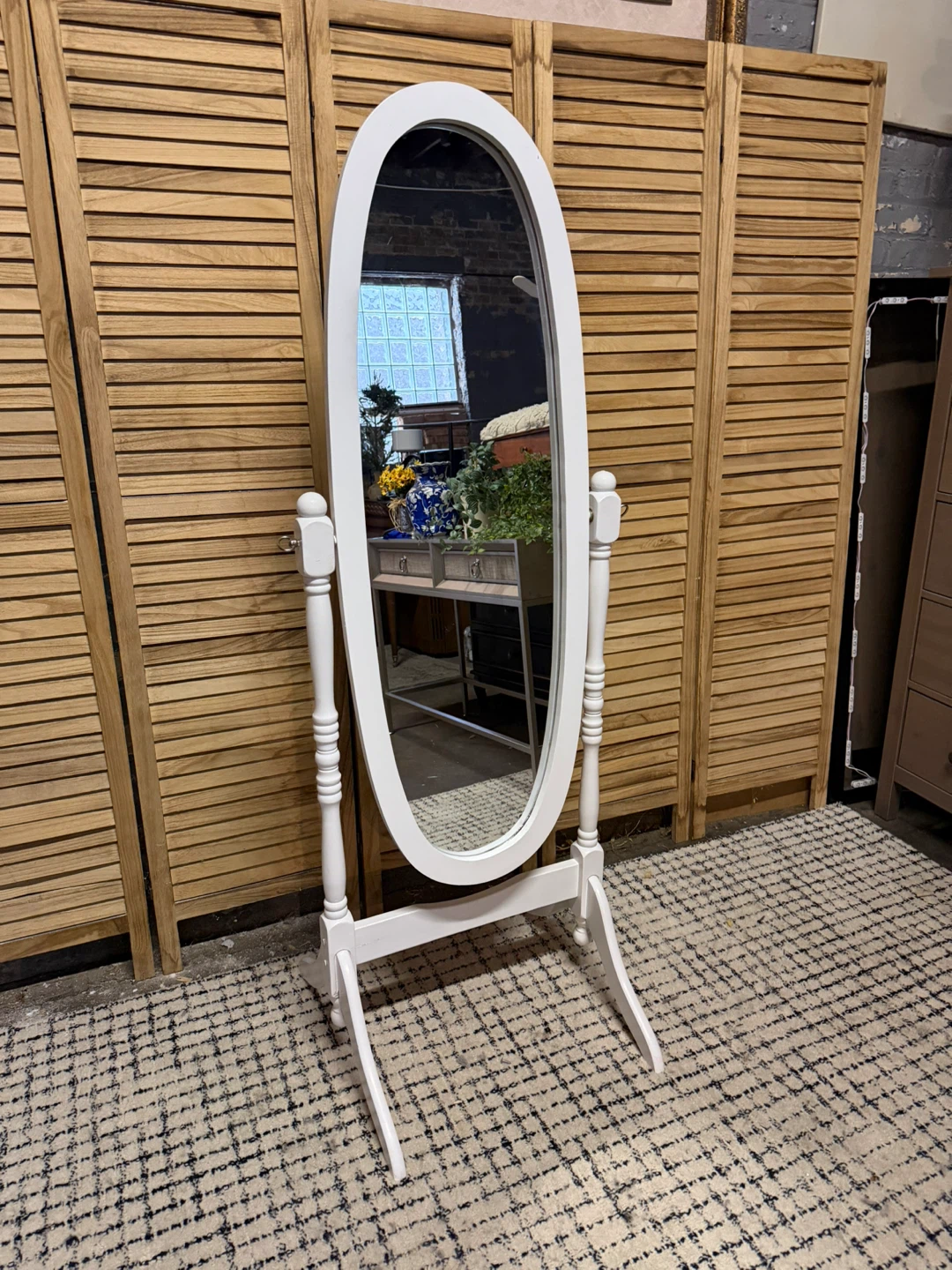 White Oval Floor Mirror