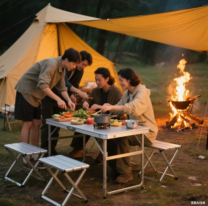Aluminum Folding Picnic Table with 4 Seats Camping Table - photo 3